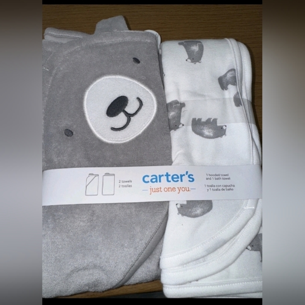 Carter's Just One You® Baby Bear Hooded Bath Towel - Gray